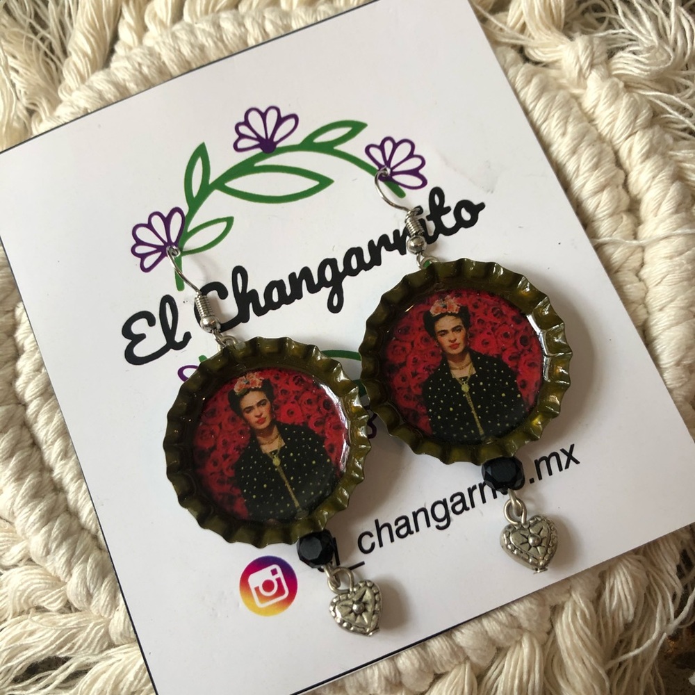 Frida artesian bottle cap earrings